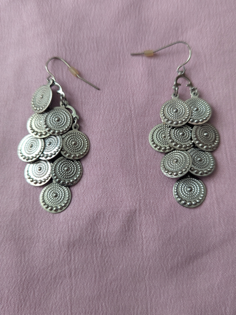 Silver Disc Drop Earrings - Women Jewelry